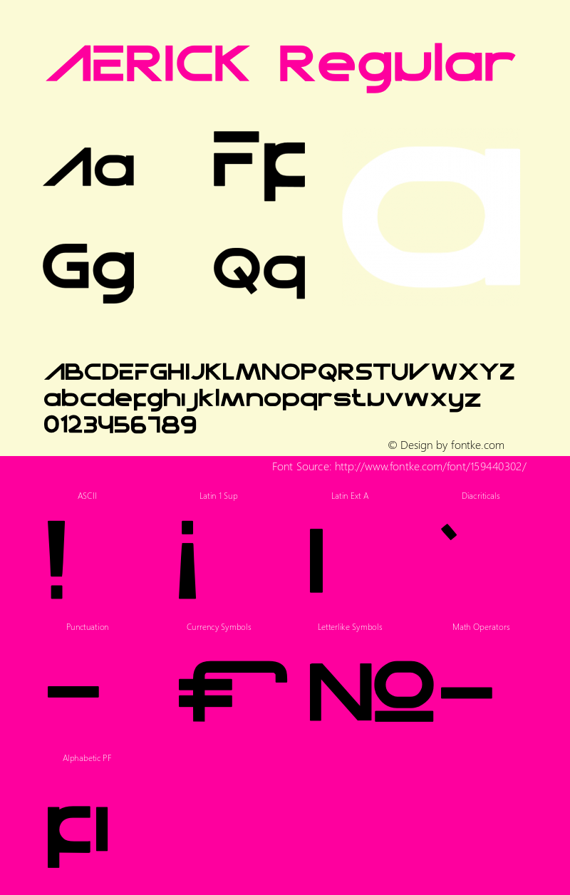 AERICK Version 1.00;April 28, 2021;FontCreator 13.0.0.2683 32-bit Font Sample