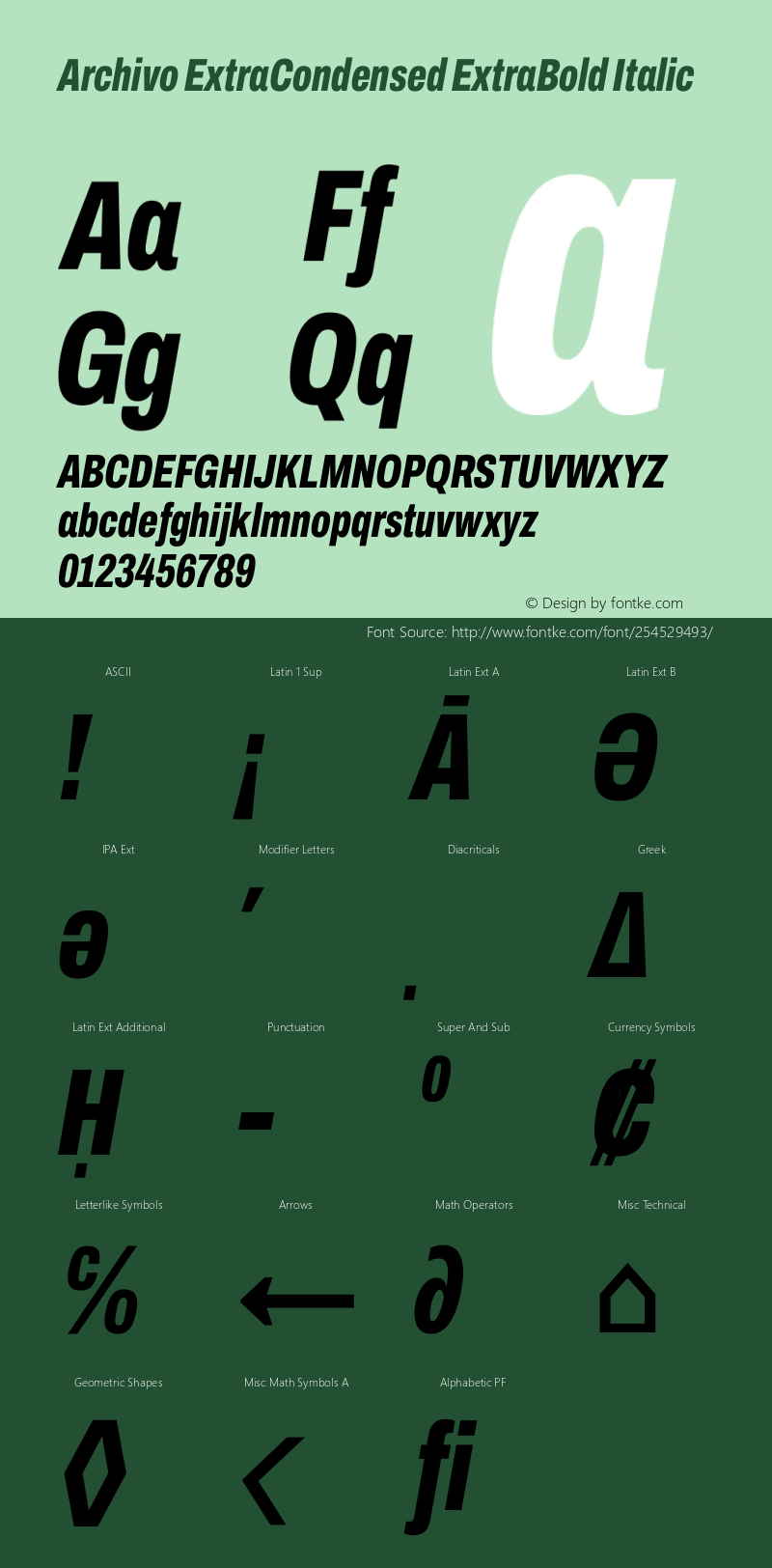 Archivo ExtraCondensed ExtraBold Italic Version 2.001图片样张