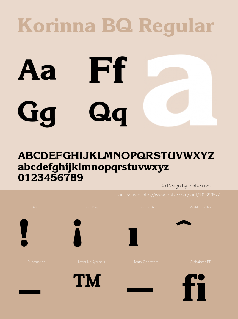 Korinna BQ Regular 001.000 Font Sample