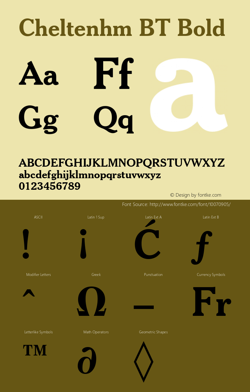 Cheltenhm BT Bold mfgpctt-v4.4 Nov 27 1998 Font Sample