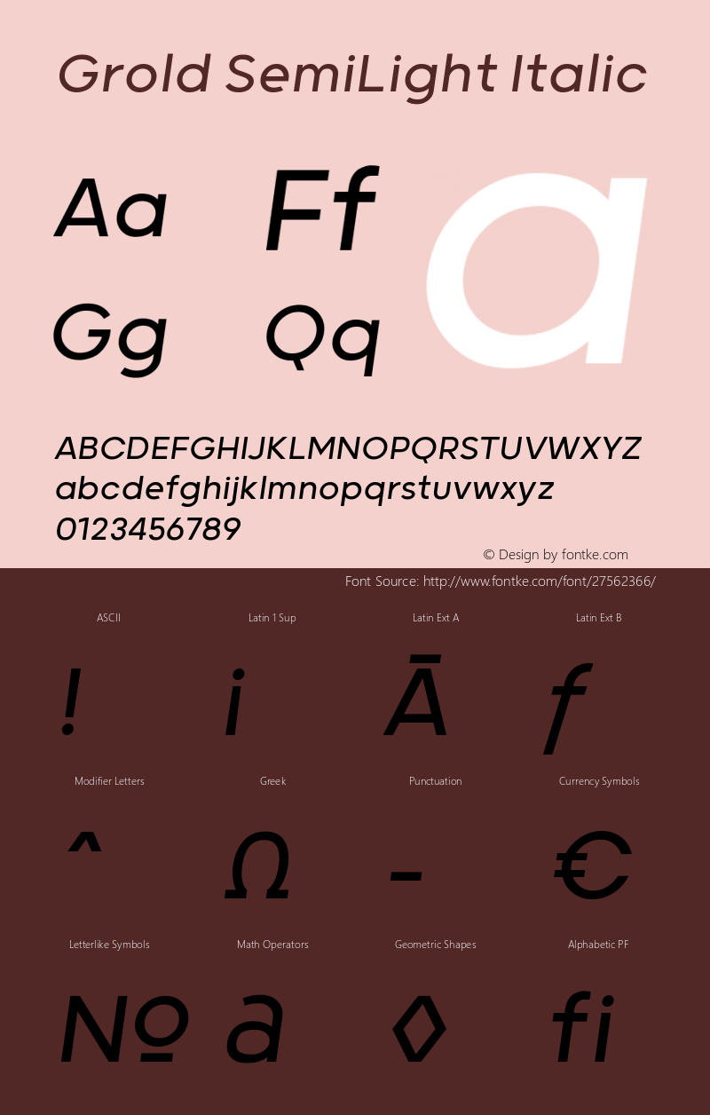 Grold SemiLight Italic Version 1.000;YWFTv17 Font Sample