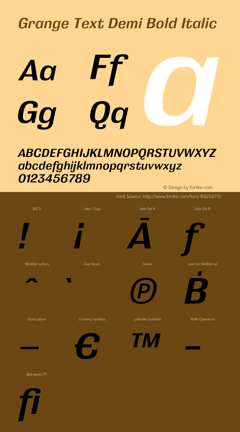 Grange Text Demi Bold Italic Version 2.000;hotconv 1.0.109;makeotfexe 2.5.65596图片样张