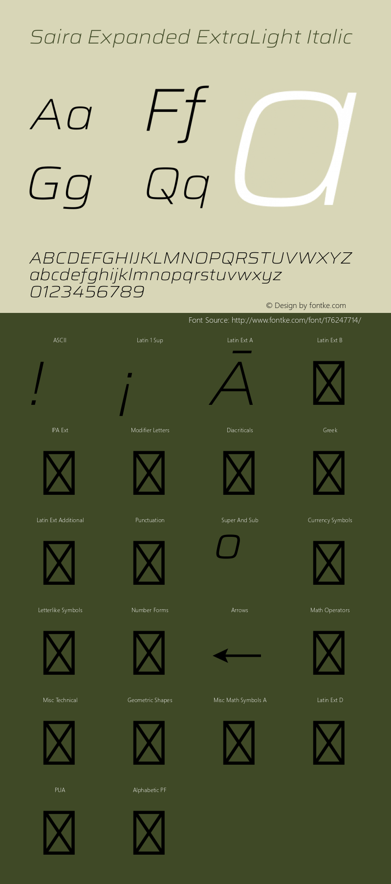 Saira Expanded ExtraLight Italic Version 1.101图片样张