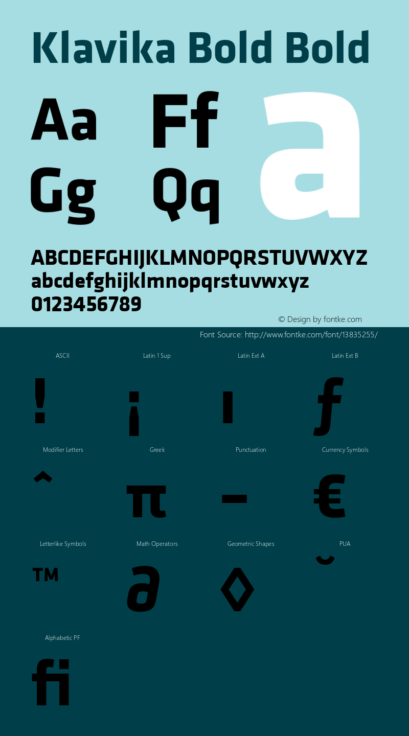 Klavika Bold Bold 001.000 Font Sample