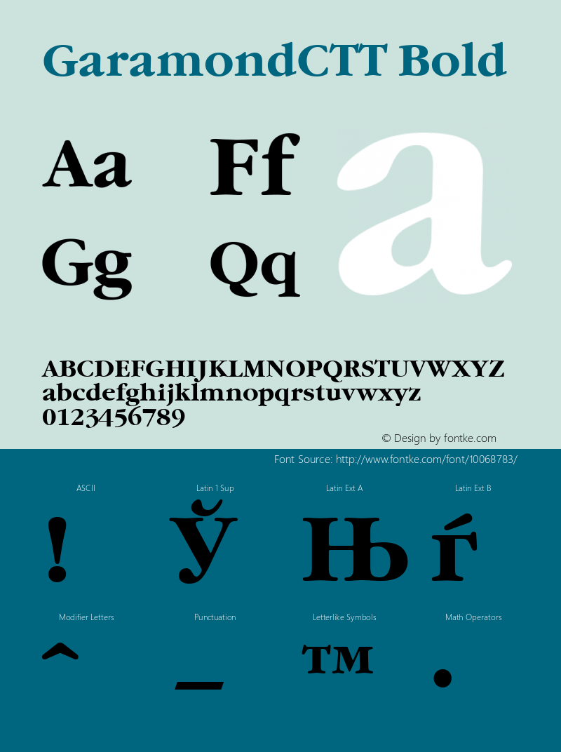 GaramondCTT Bold 1.000.000 Font Sample