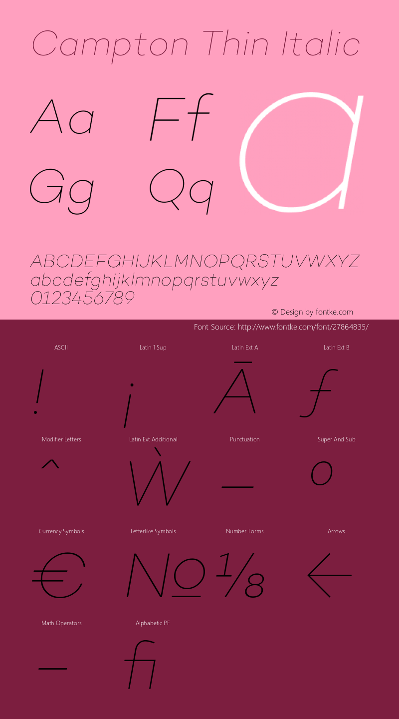 Campton Thin Italic Version 1.000;PS 001.000;hotconv 1.0.70;makeotf.lib2.5.58329 Font Sample