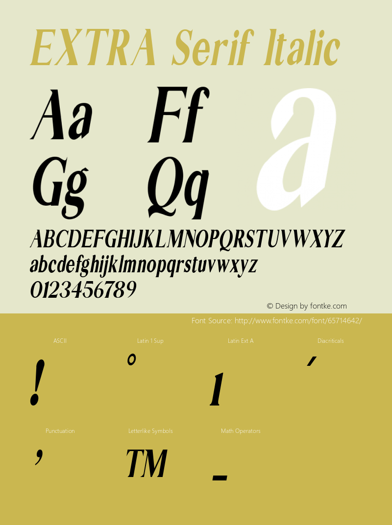 EXTRASerif-Italic Version 1.000 Font Sample