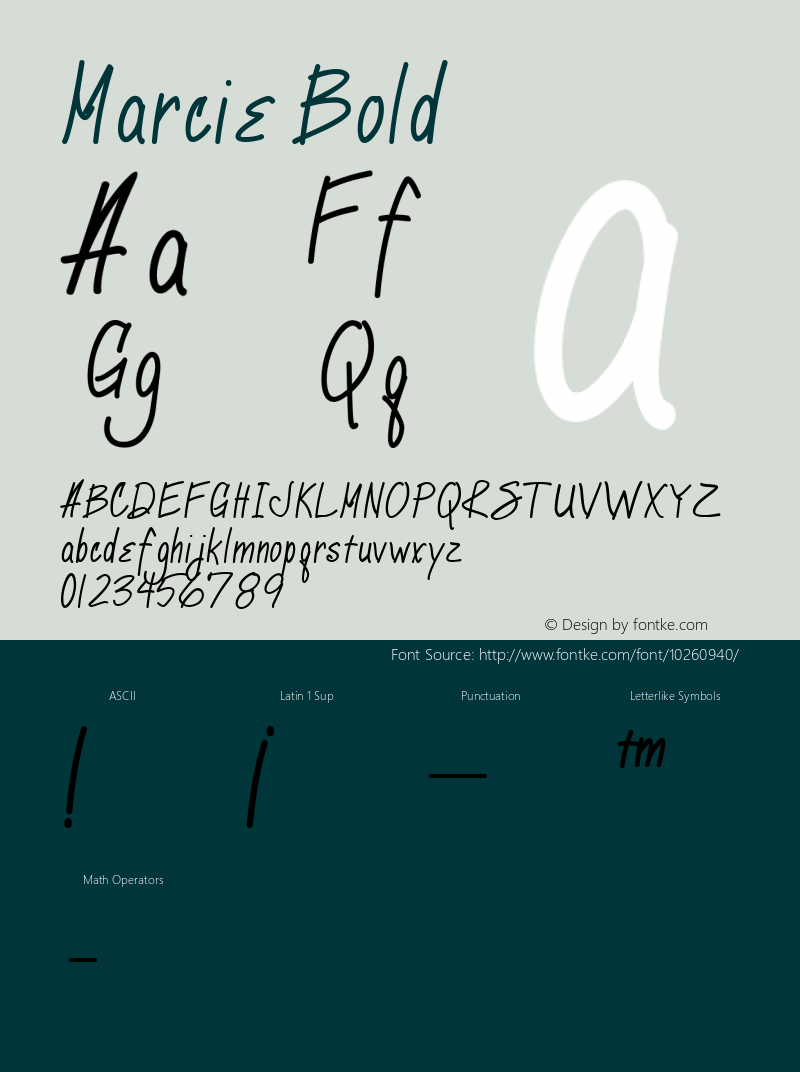 Marcie Bold Altsys Fontographer 4.0.3 6/6/94 Font Sample