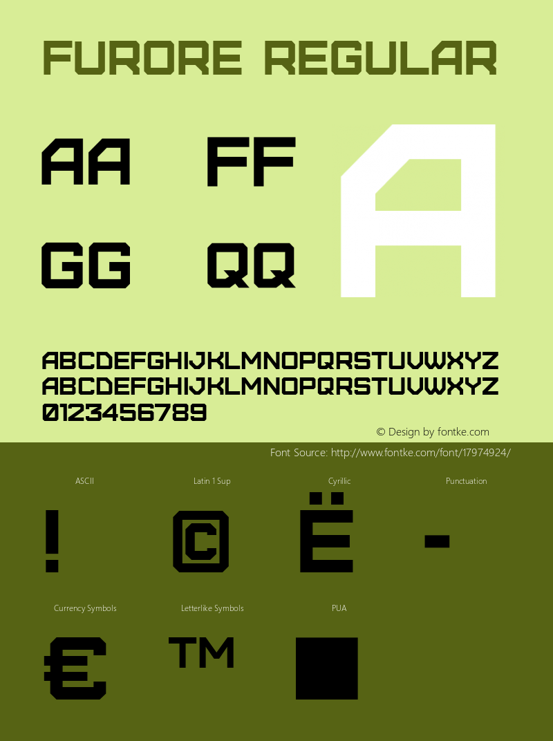 Furore Regular Version 1.000 Font Sample