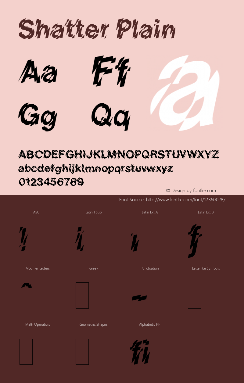 Shatter Plain Version 1.0 Font Sample