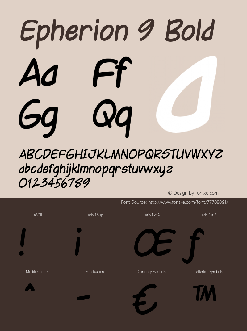 Epherion9-CondensedBold Version 1.000 Font Sample