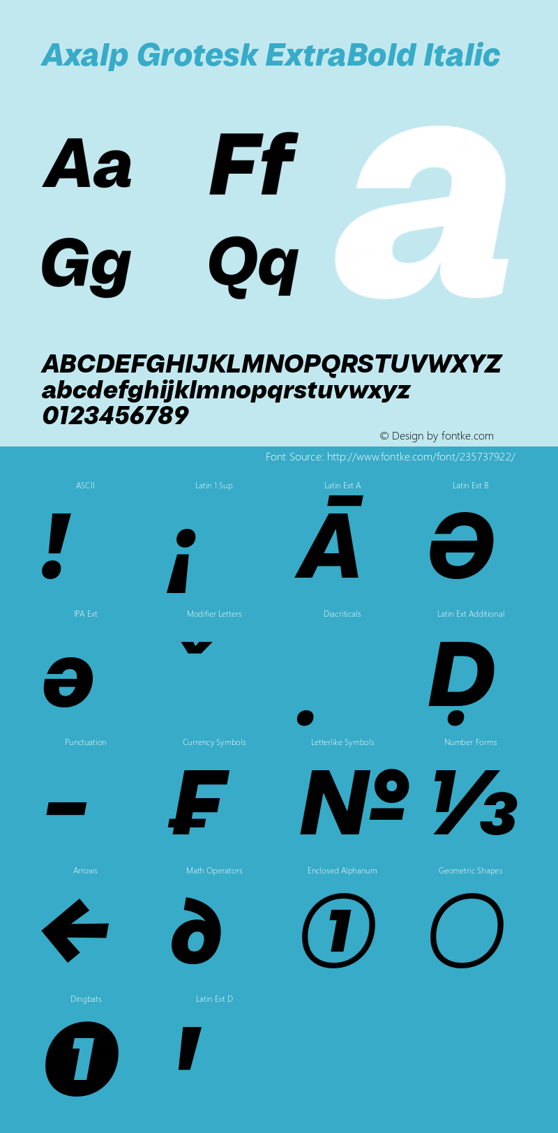 Axalp Grotesk ExtraBold Italic Version 1.000;PS 001.000;hotconv 1.0.88;makeotf.lib2.5.64775图片样张