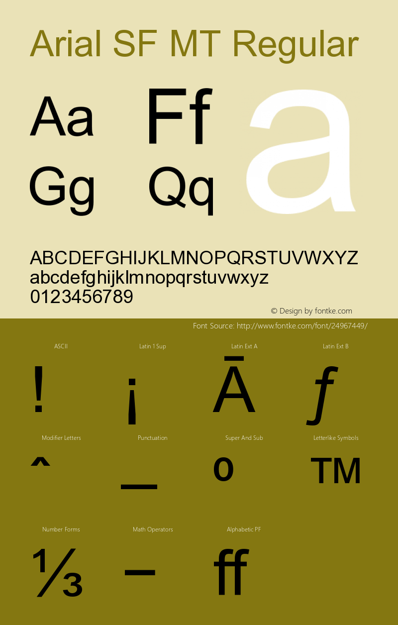 Arial SF MT Version 001.003 Font Sample