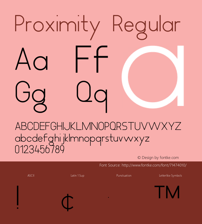 Proximity Regular Version 1.000 Font Sample