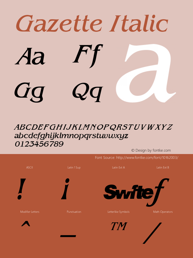 Gazette Italic Rev. 002.02 Font Sample