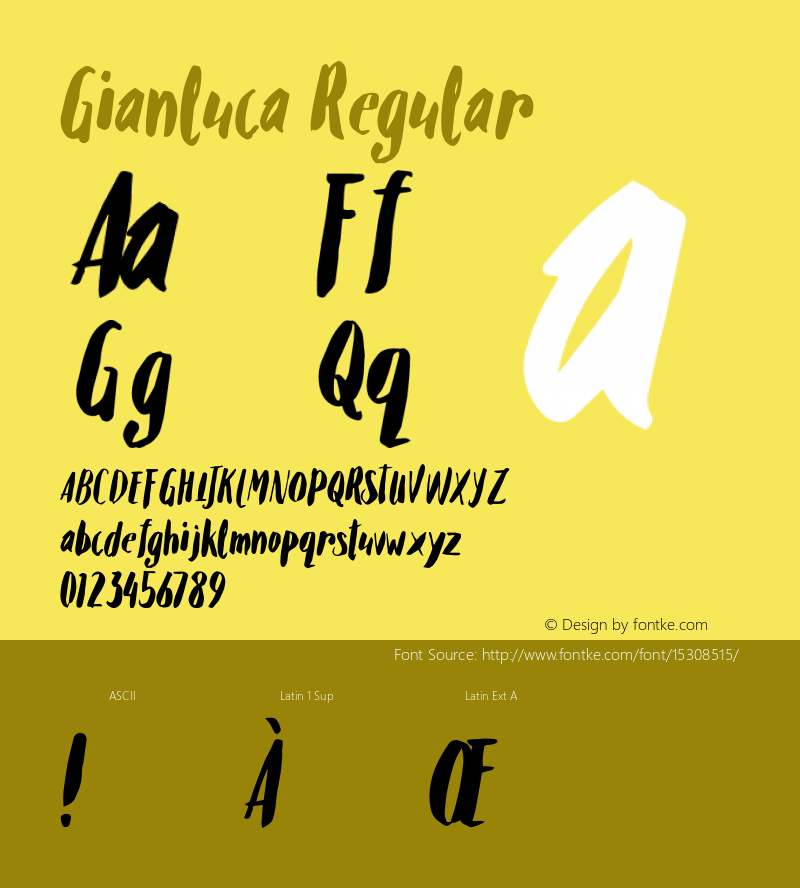 Gianluca Regular Version 1.000;PS 001.001;hotconv 1.0.56 Font Sample