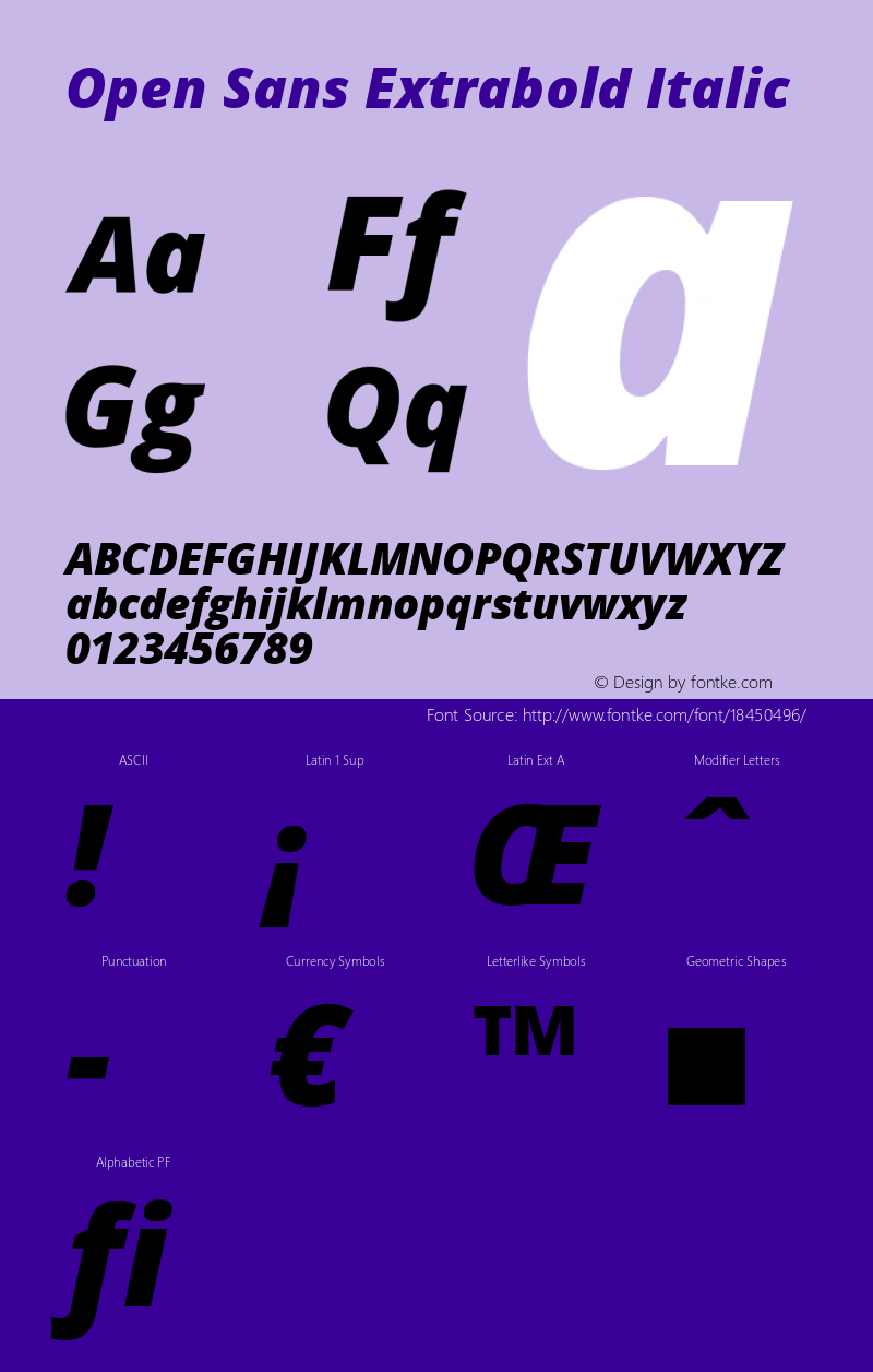 Open Sans Extrabold Italic Version 1.10 Font Sample