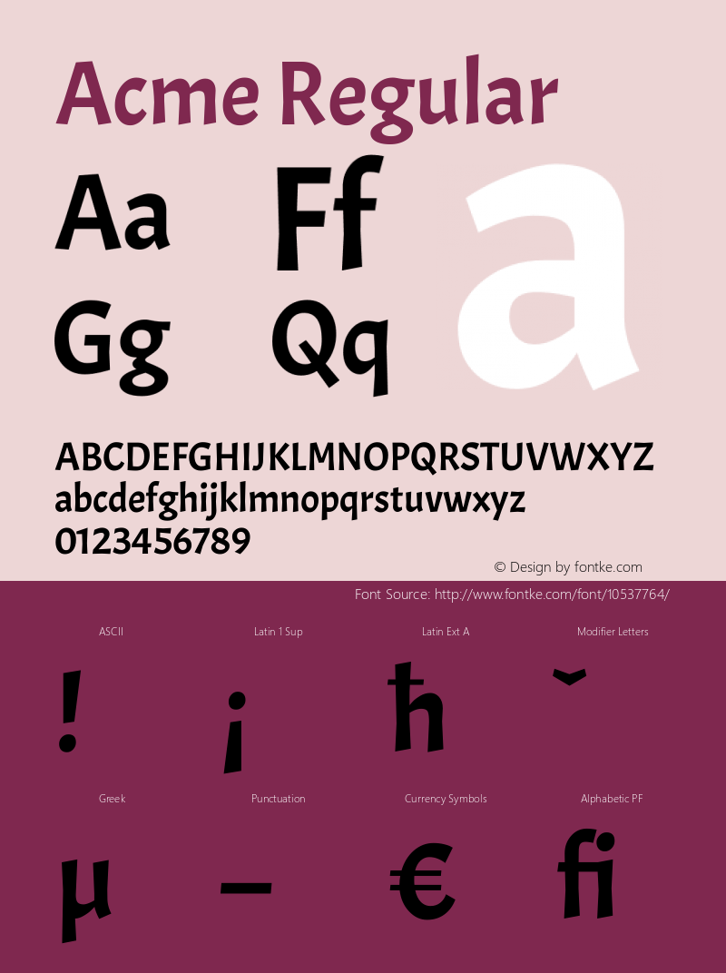 Acme Regular Version 1.001 Font Sample