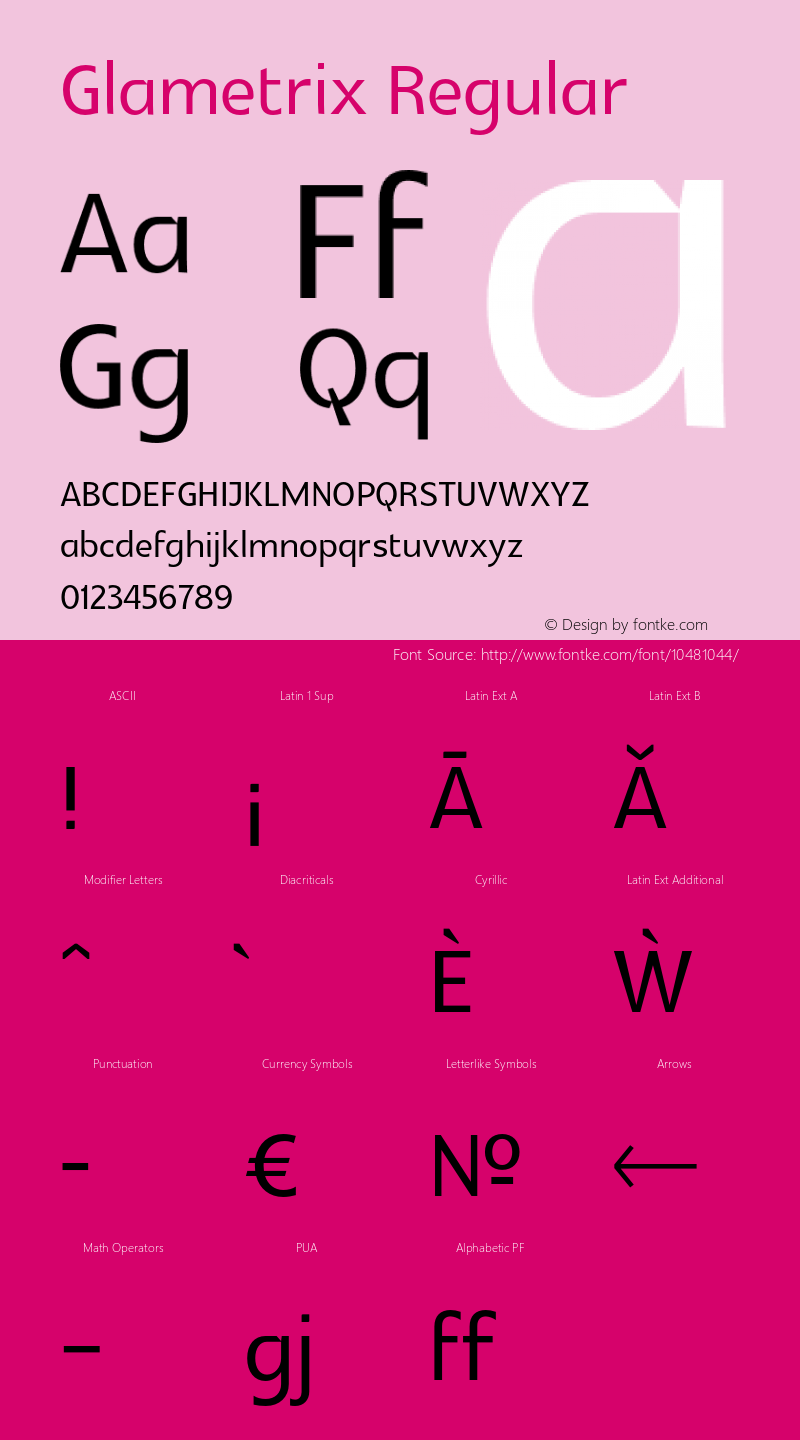 Glametrix Regular Version 0.40 Font Sample