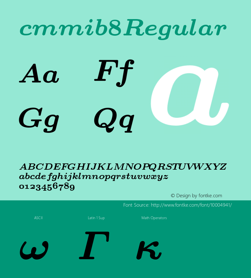 cmmib8 Regular 1.1/12-Nov-94 Font Sample