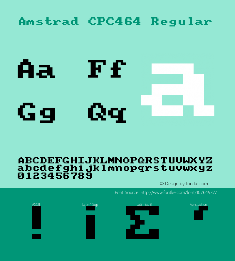 Amstrad CPC464 Regular Version 1.0 Font Sample