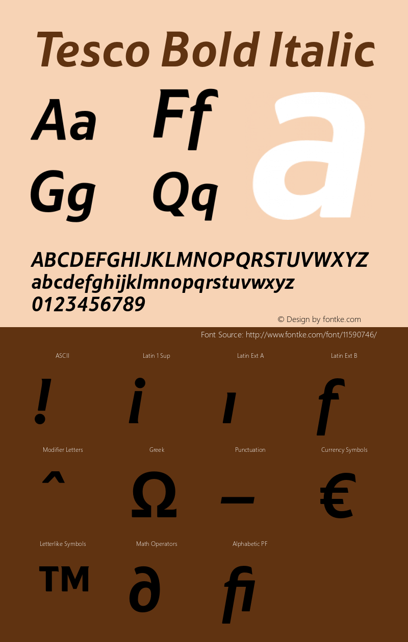 Tesco Bold Italic Version 001.901 Font Sample