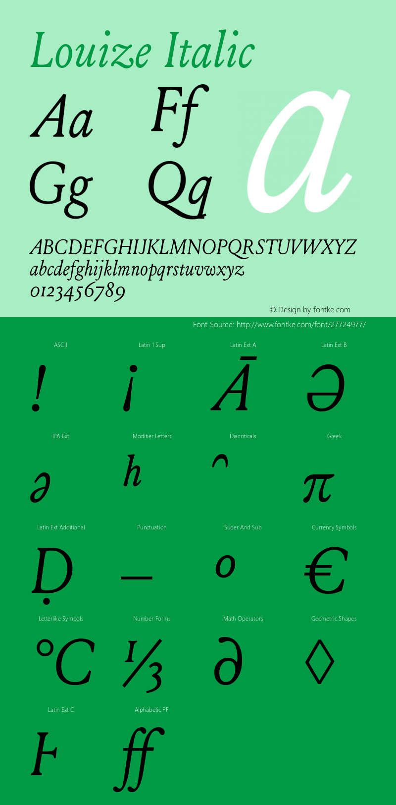 Louize-Italic Version 1.000 Font Sample