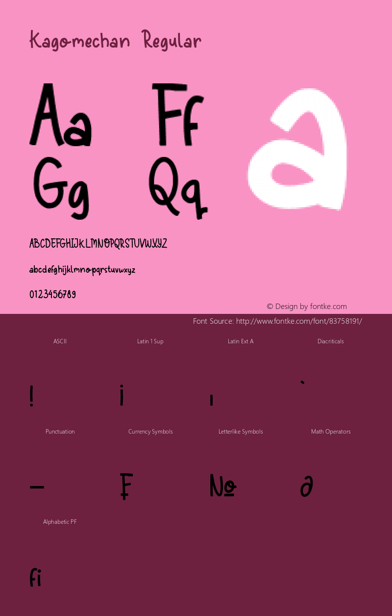 Kagomechan Version 1.00;November 4, 2020;FontCreator 12.0.0.2565 64-bit Font Sample
