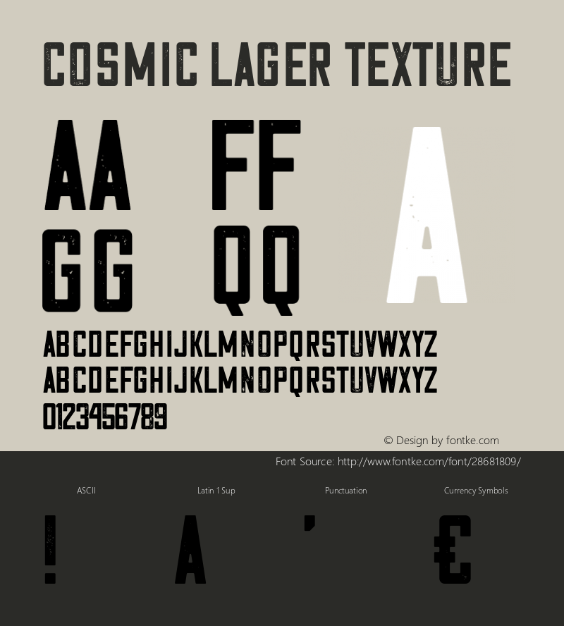 CosmicLager-Texture Version 1.00; February 1, 2019 | wf-rip DC20190210 Font Sample