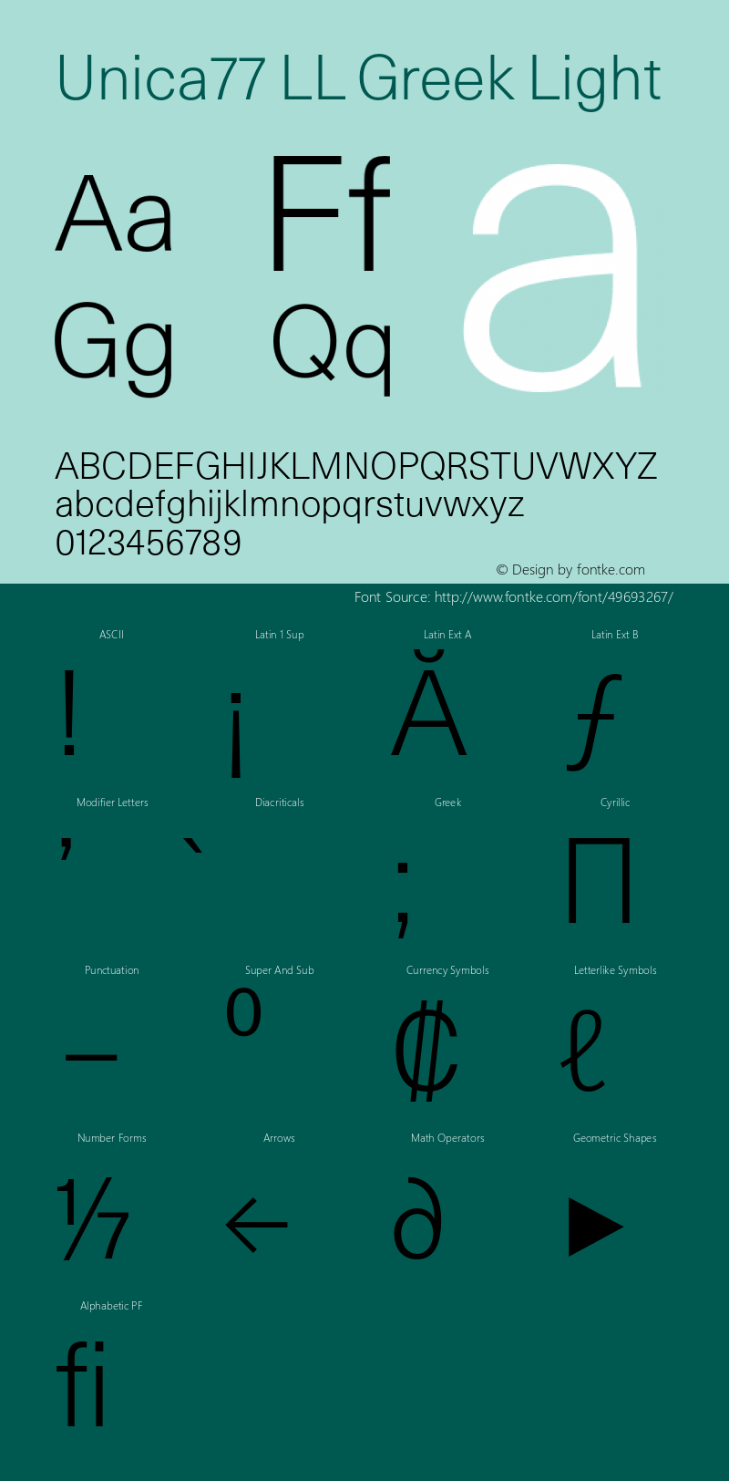 Unica77 LL Grk Light Version 3.000; build 0004 | wf-rip DC20190930 Font Sample