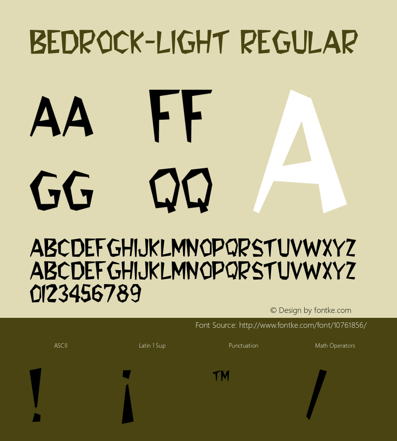 Bedrock-Light Regular Converted from C:\TEMP\BEDROCK.TF1 by ALLTYPE Font Sample