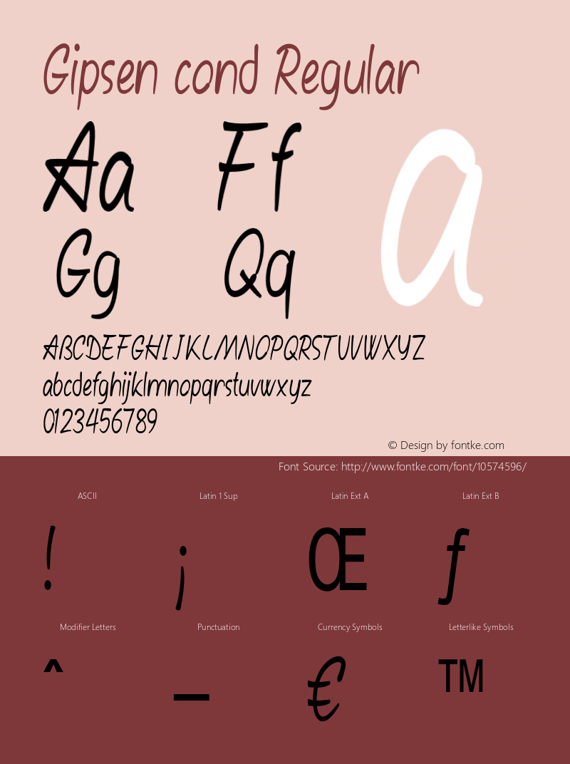 Gipsen cond Regular Version 1.000 Font Sample