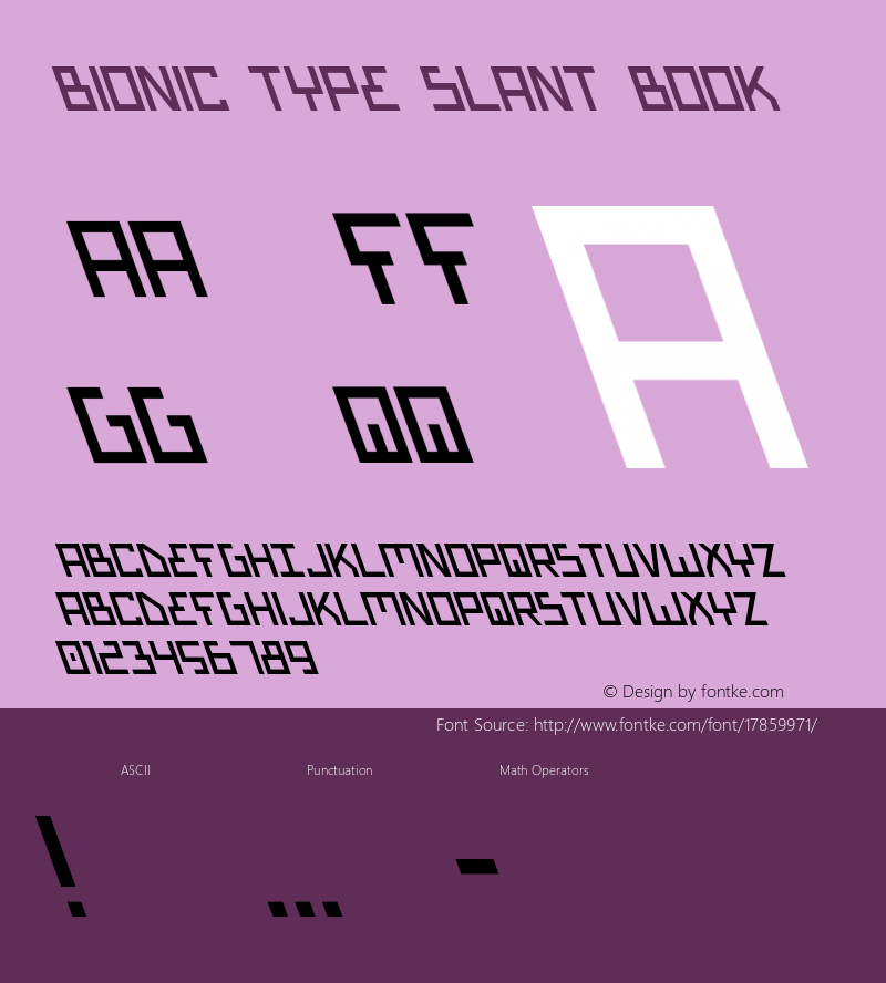 Bionic Type Slant Book Version 1 Font Sample