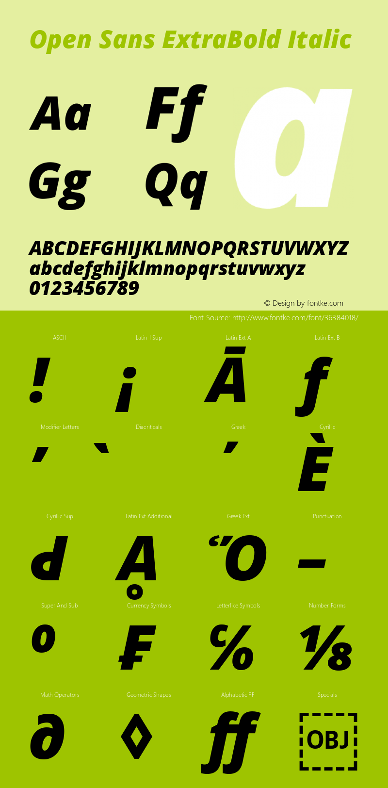 Open Sans ExtraBold Italic Version 1.10 Font Sample