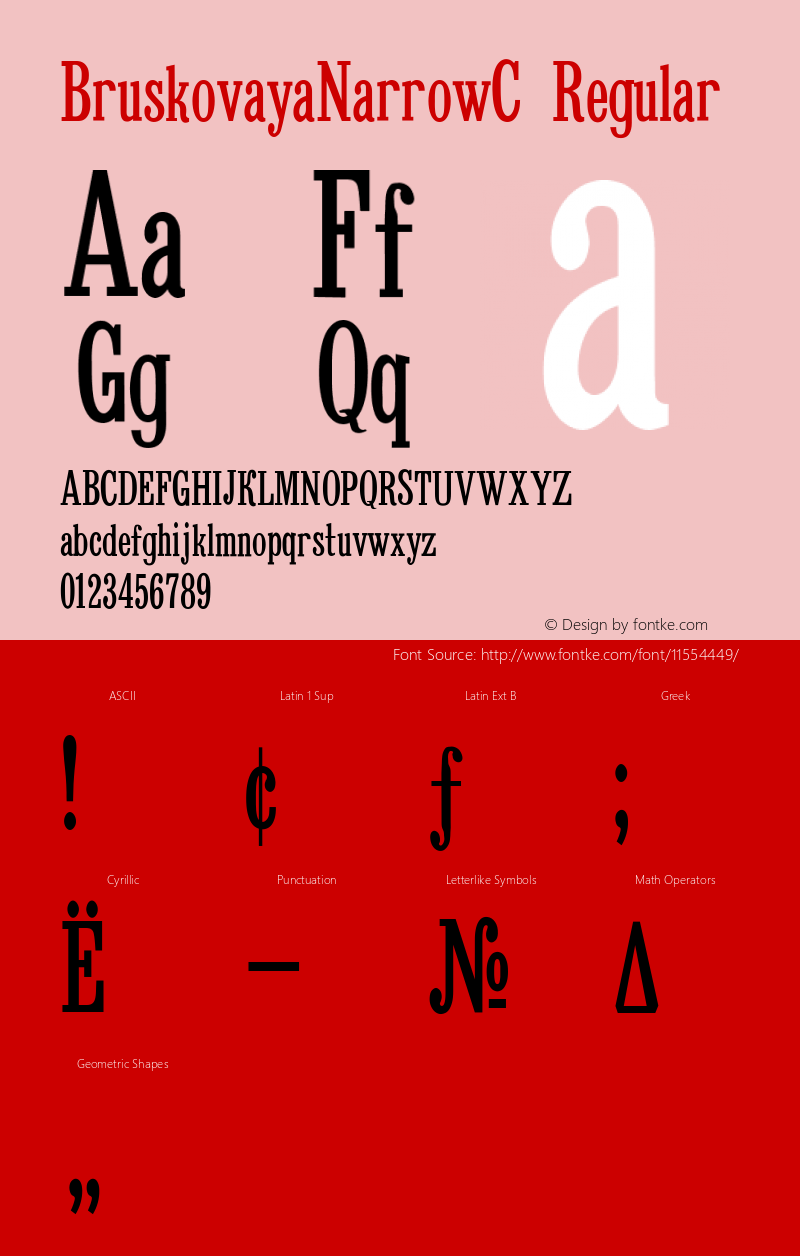 BruskovayaNarrowC Regular Version 001.001 Font Sample