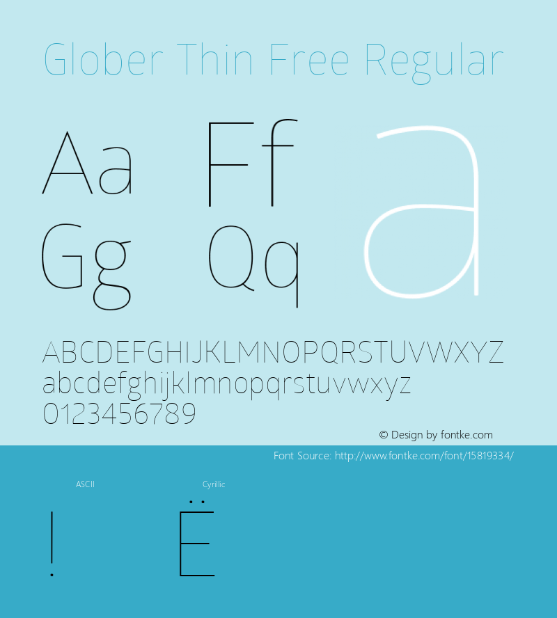 Glober Thin Free Regular Version 1.000; ttfautohint (v1.4.1) Font Sample