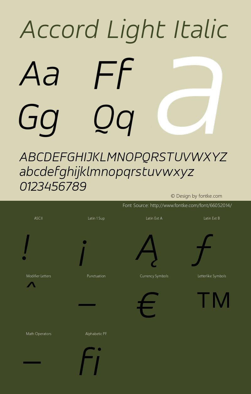 Accord-LightItalic 001.001 Font Sample