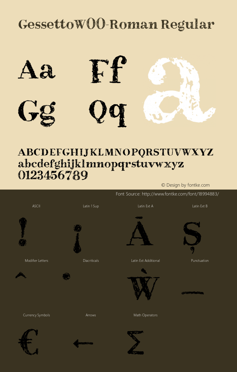 GessettoW00-Roman Regular Version 1.00 Font Sample