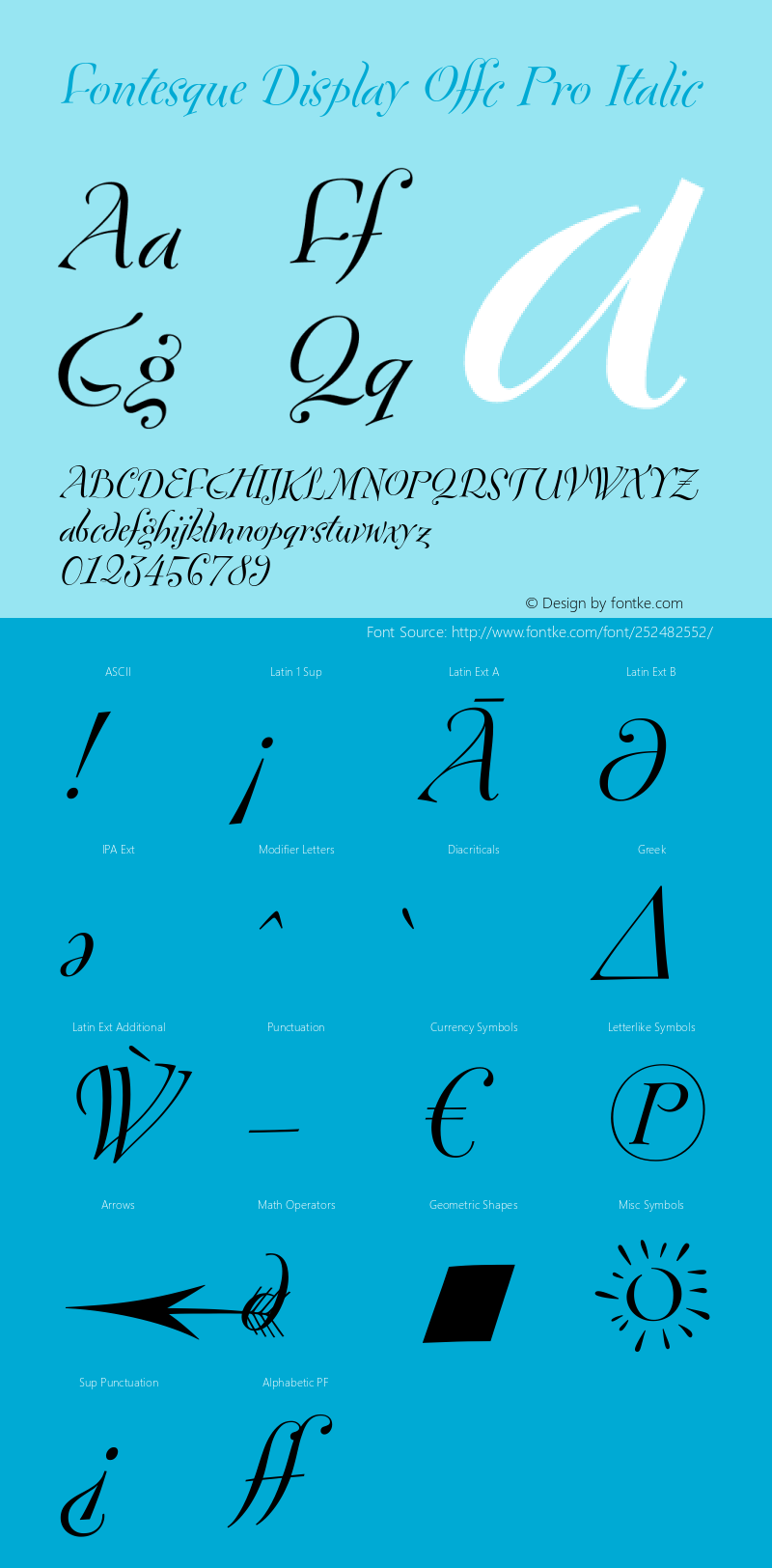 Fontesque Display Offc Pro Italic Version 7.504; 2010; Build 1020图片样张