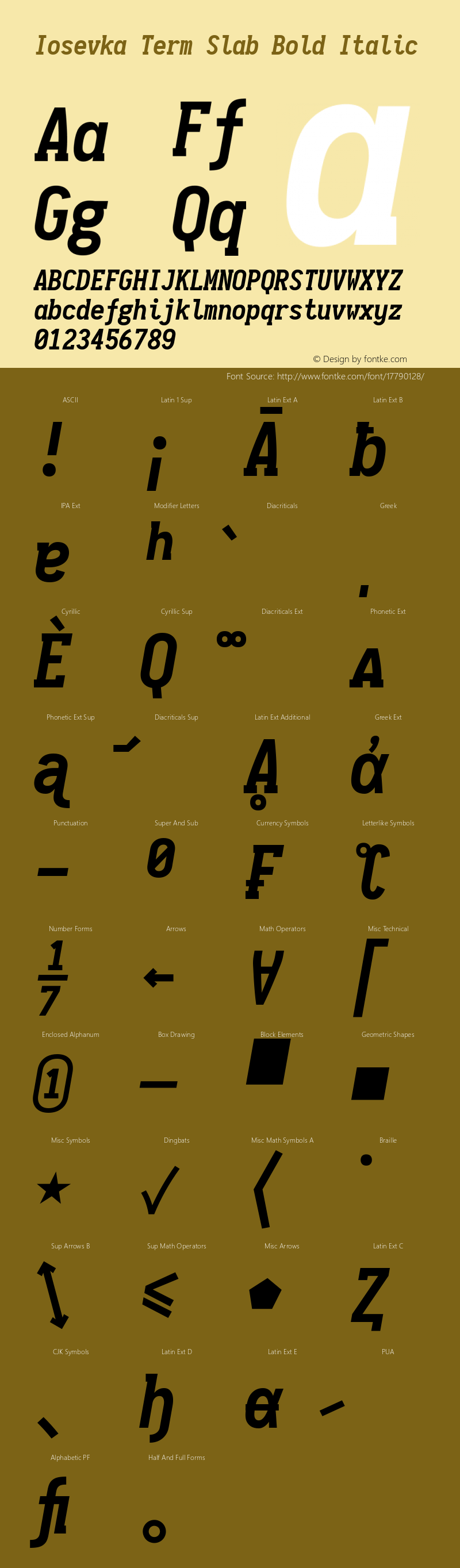 Iosevka Term Slab Bold Italic 1.9.4 Font Sample