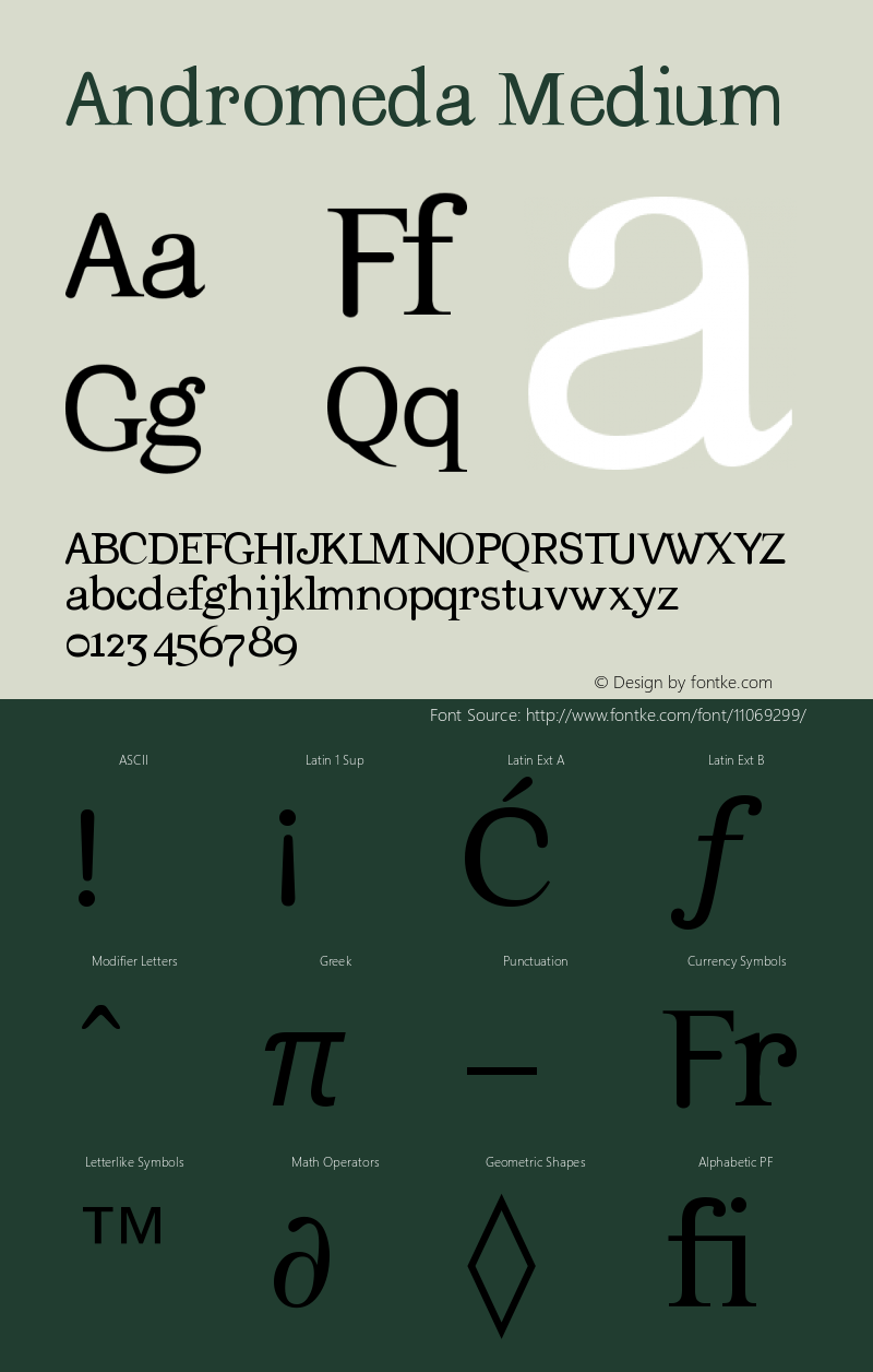 Andromeda Medium Version 001.000 Font Sample