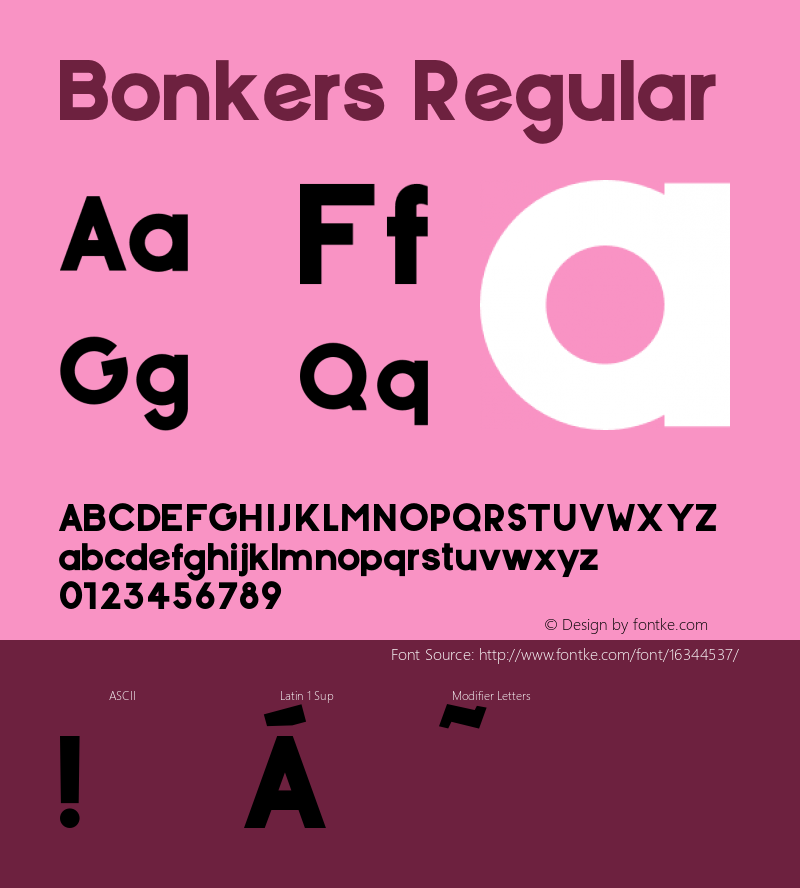 Bonkers Regular 1.000 Font Sample