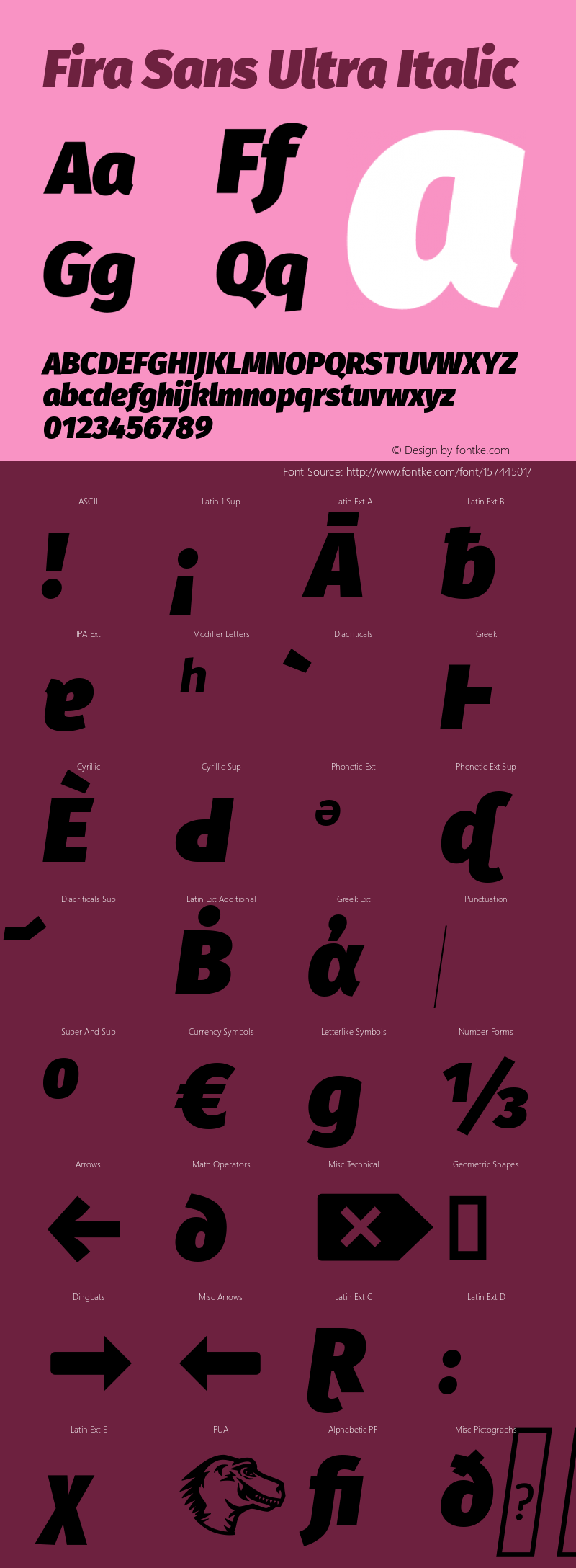 Fira Sans Ultra Italic Version 4.106 Font Sample