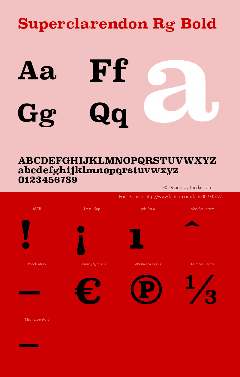 Superclarendon Rg Bold Version 001.000 Font Sample