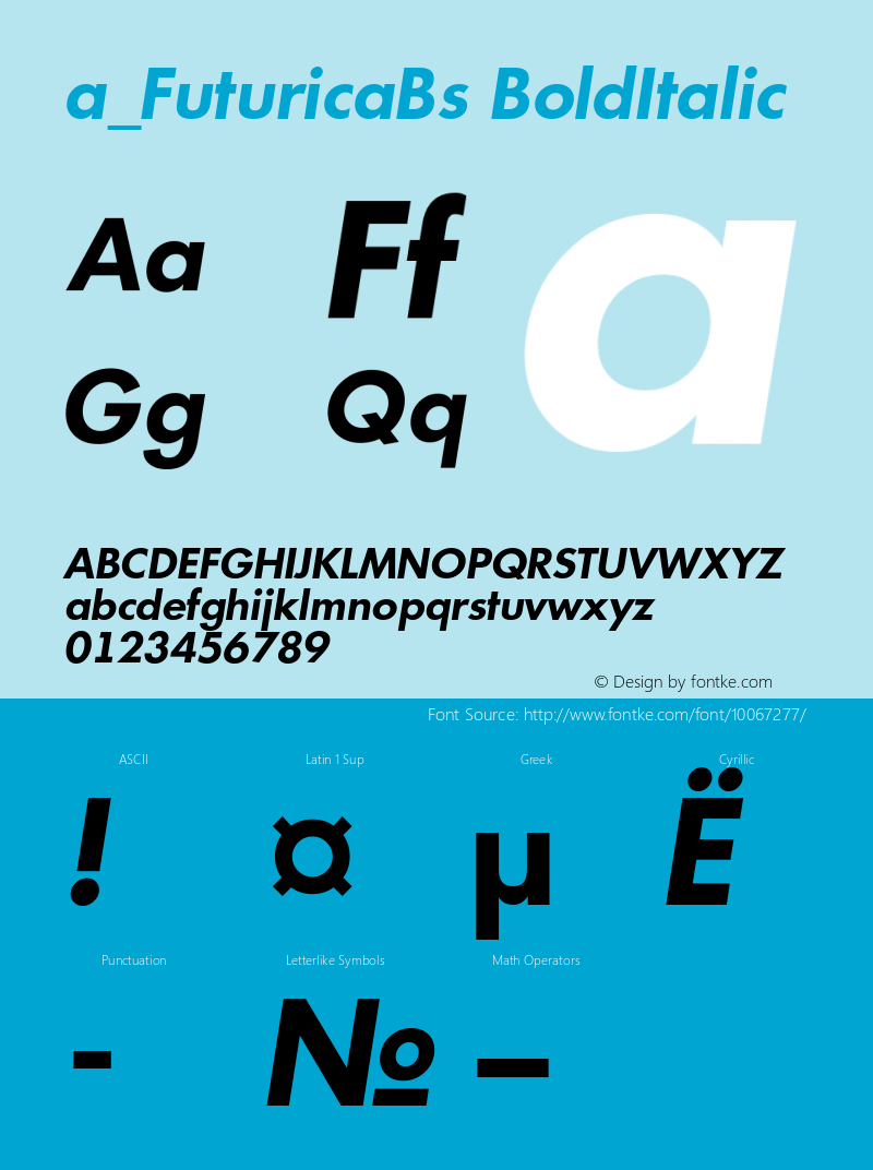 a_FuturicaBs BoldItalic Ver.001.002 ( 19.06.97) Font Sample