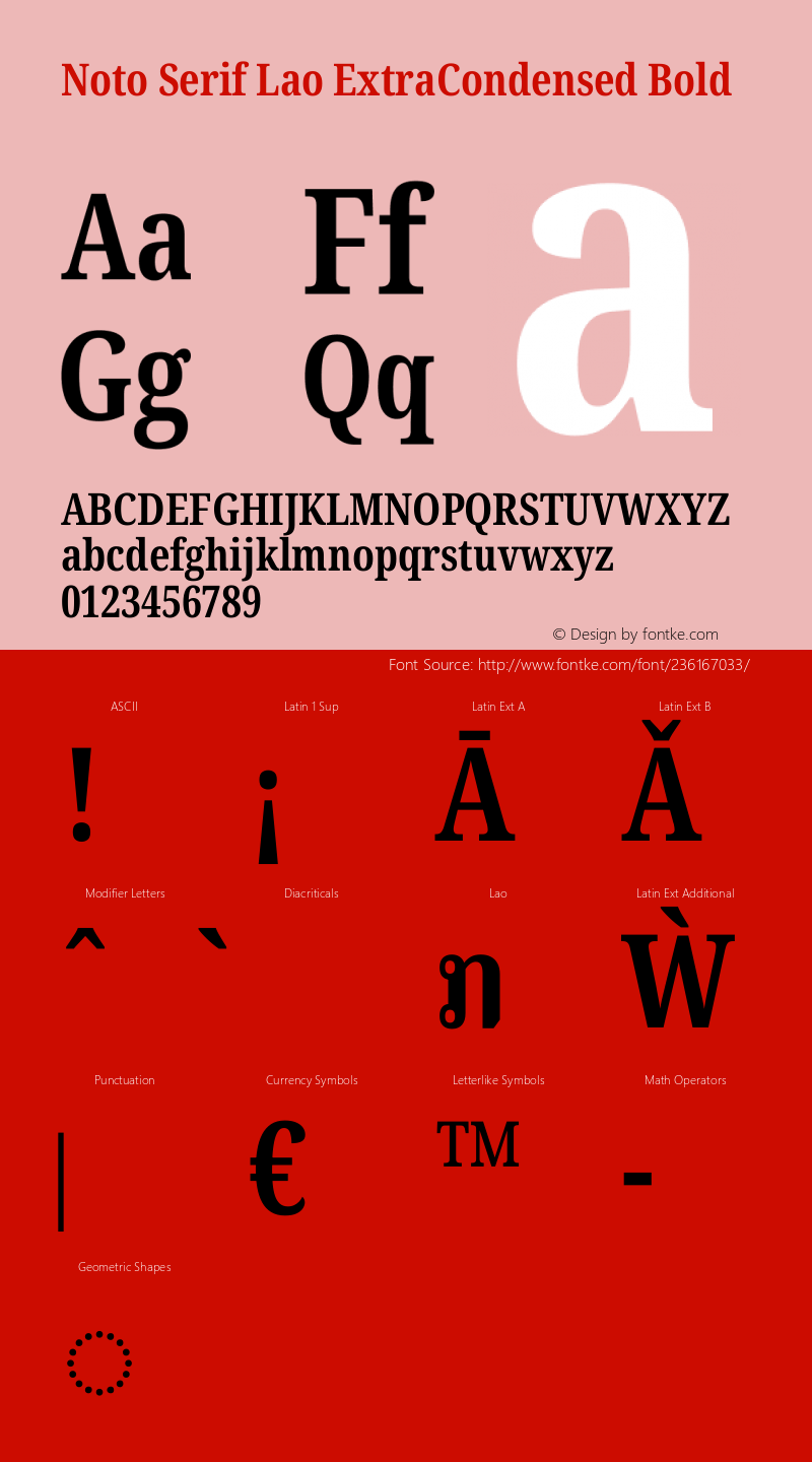 Noto Serif Lao ExtraCondensed Bold Version 2.002图片样张