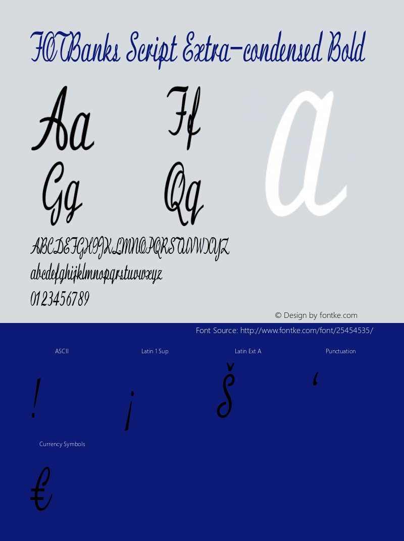 FOTBanksScript-ExtracondensedBold Version 1.000 Font Sample