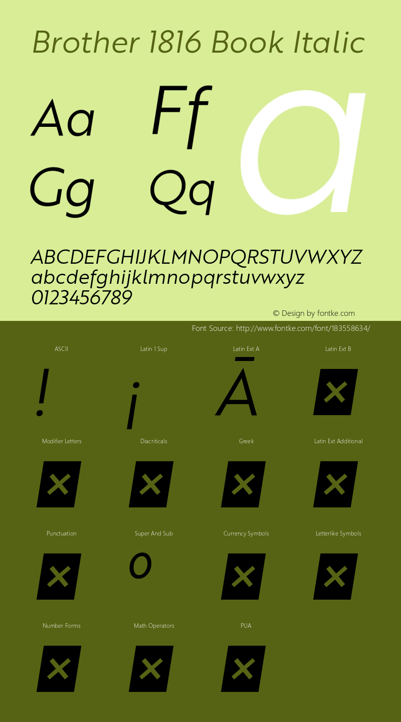 Brother1816-BookItalic Version 1.000图片样张