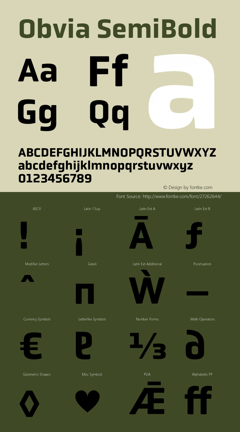 Obvia-SemiBold Version 1.1 | wf-rip DC20180710 Font Sample