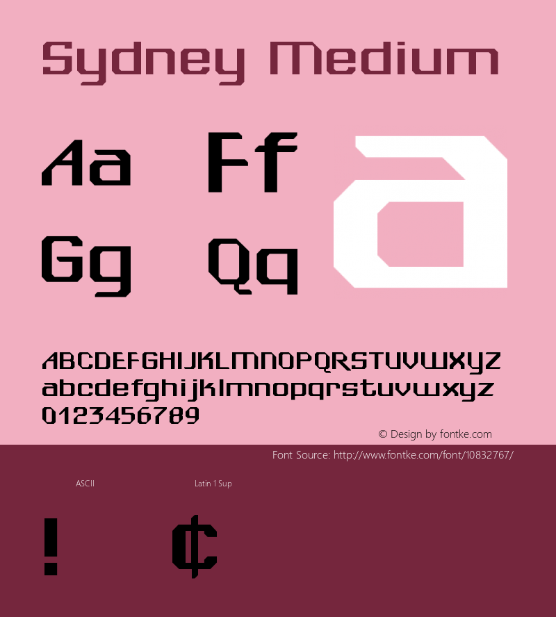 Sydney Medium Version 001.001 Font Sample